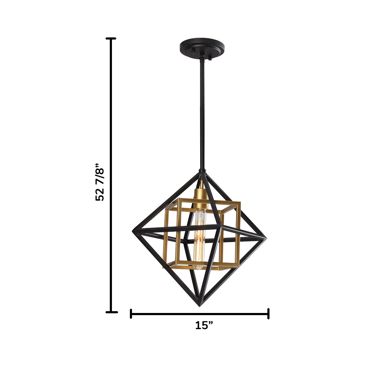 Pryor 1 Light 14.96 inch Black and Gold Pendant Ceiling Light